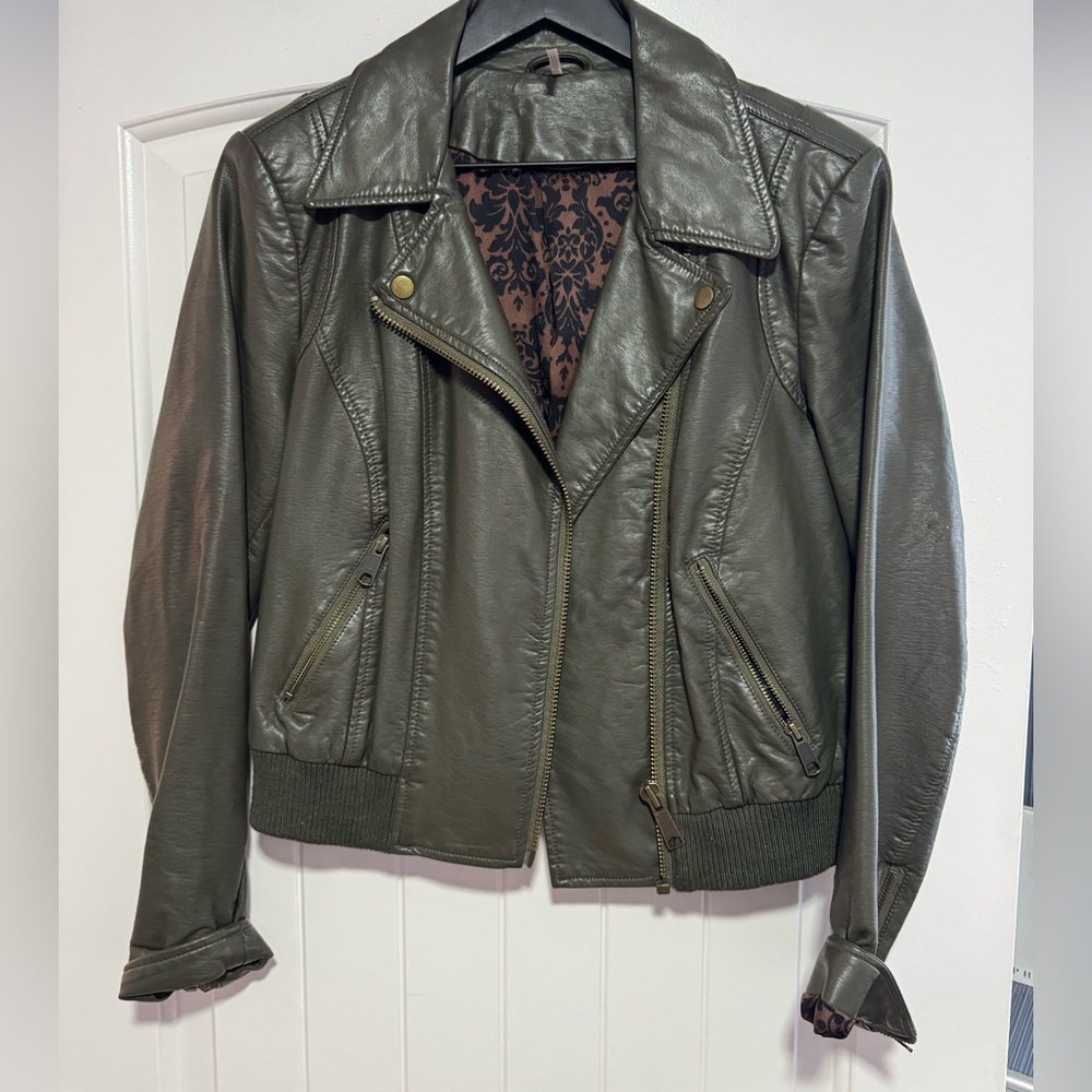 Women's FP Olive Leather Jacket